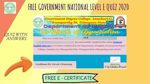 Free E quiz with answers 2020-Free E quiz with Free E certificate-2 Free GOVT. Online quizzes