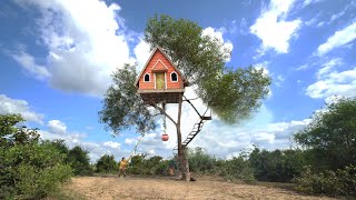 Incredible Survival Build Beautiful Cabin Mud Treehouse and Merry Christmas Session