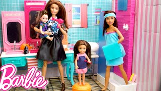 Barbie Family Morning Routine - School Bus \& Baby Sister!