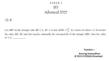 JEE Advanced 2022 Math Paper 1 (Q 8) solution | IIT JEE Maths |  #jeeadvanced2022 #projecteducation