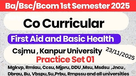first aid and basic health 1st semester | ba bsc bcom bba bca | solved question paper 2026 | csjmu