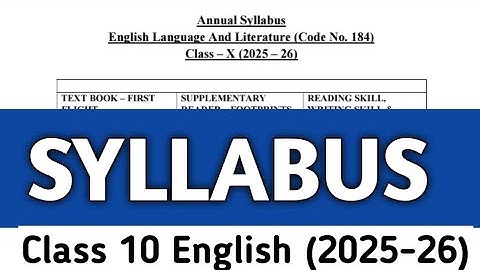 Class 10 English Syllabus 2025-26/Cbse class 10 syllabus 2025-26/English class 10 syllabus 2026