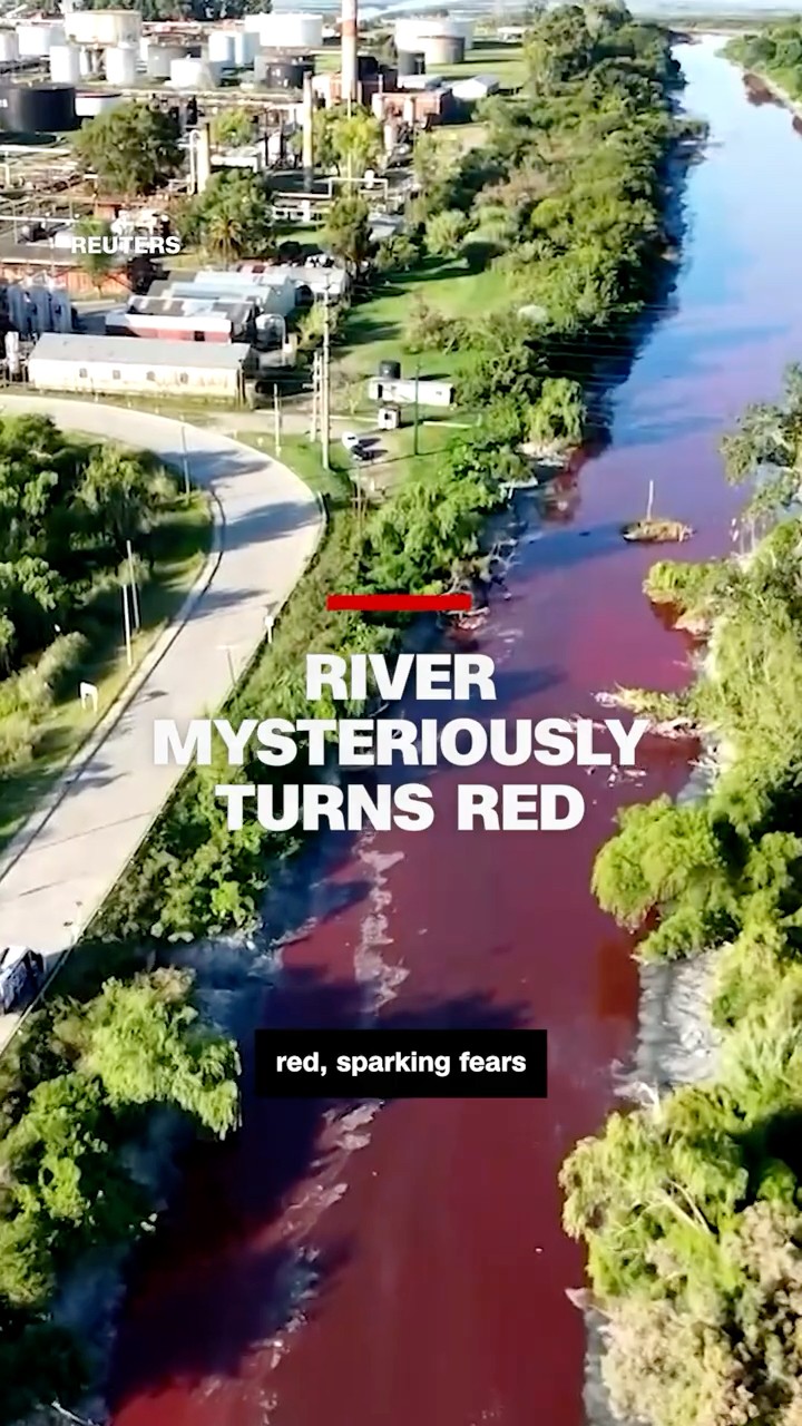 River mysteriously turns bright red