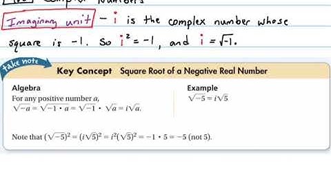 Algebra 2 - Section 4.8: Complex Numbers
