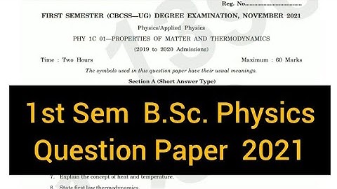 PROPERTIES OF MATTER AND THERMODYNAMICS         |        1st Sem   B.Sc. Physics      2021  #calicut