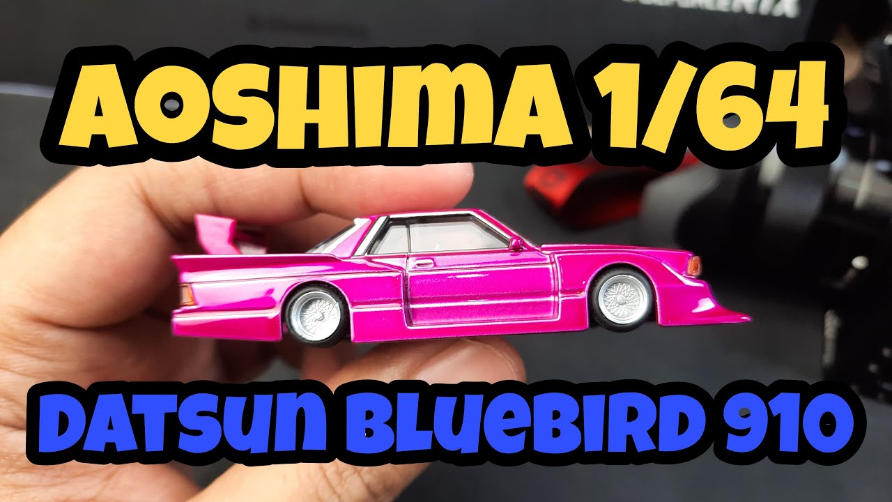 Voiture Miniature Aoshima 1:64 Nissan Bluebird Super Silhouette 1983 - Bleu - Édition Limitée Grachan