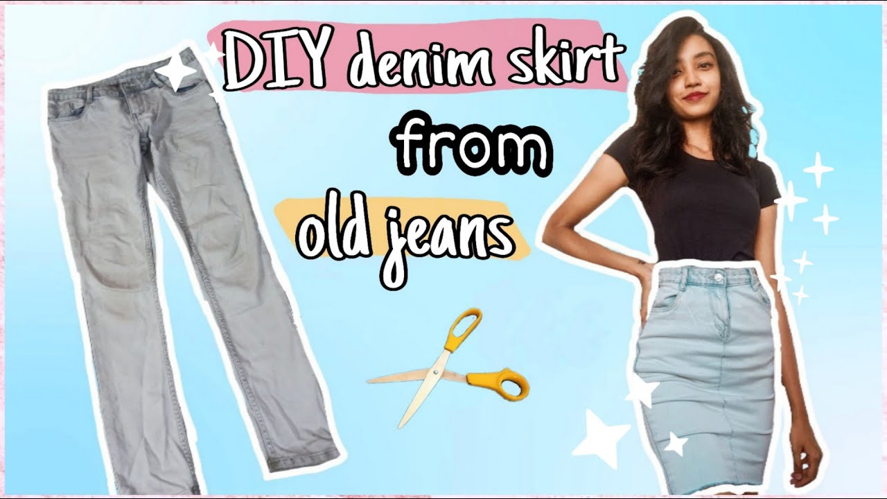 DIY denim skirt from old jeans | Sayani Paul - YouTube