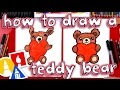 How to draw a teddy bear holding a heart