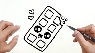 كيف ترسم شيكولاتة كيوت خطوة بخطوة / رسم سهل / تعليم الرسم للمبتدئين || cute chocolate drawing