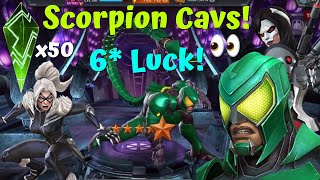 $500 Deep! x50 Scorpion/Black Cat Cavalier Crystals! Raining 6*s! CEO or Janitor Luck! - MCOC