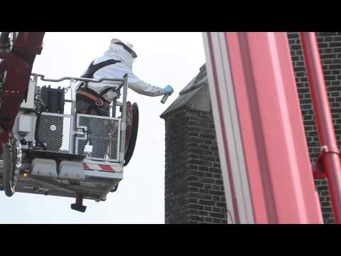 Brandweer helpt imker met verwijderen wespennest in Swalmen 31-5-2014