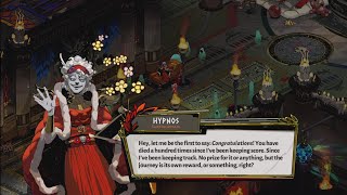 Hypnos congratulates Zagreus on dying a hundred times - Hades