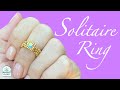 The Solitaire Beaded Ring with Right Angle Weave band - DIY crystal and seed bead tutorial
