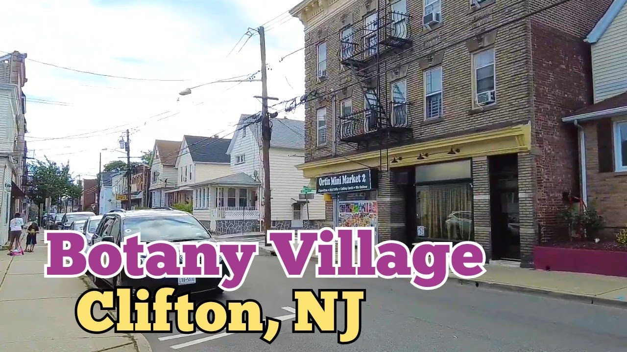 Walking tour in Botany Village neighborhood in Clifton, New Jersey, USA