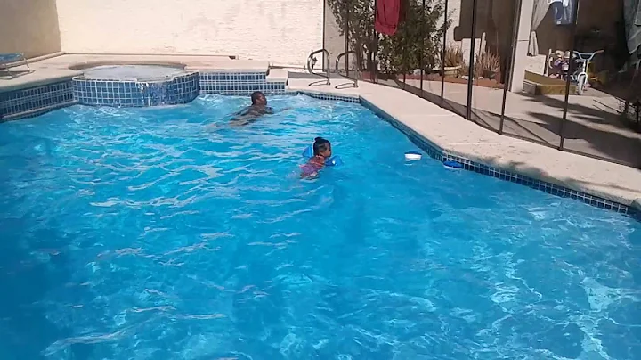 Jeffrey,  Sandra , Shirley in the pool