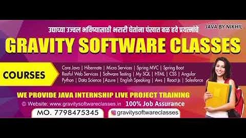 Intership Live project training + Full stack training available in Gravity Software classes #java