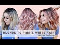 Blush Pink hair color with White blonde Highlights [EASY PINK HAIR TRANSFORMATION] #haircolor