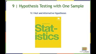 Lesson 9.1 Null and Alternative Hypotheses
