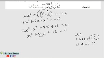 Simultaneous Equations (One linear and One Quadratic)