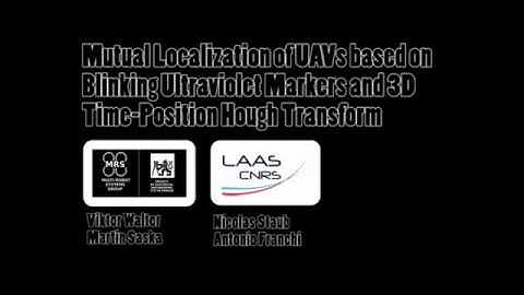 Mutual Localization of UAVs based on Blinking UV Markers and 3D Time-Position Hough Transform