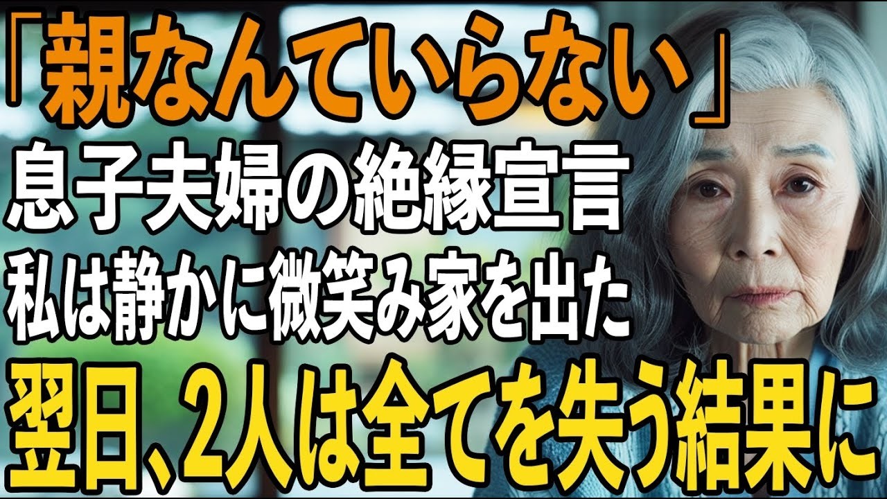 「親なんていらないわ」同居中の息子夫婦に絶縁宣言された日、私は静かに微笑み姿を消した。翌日、2人は全てを失う結果に【シニアライフ】【60代以上の方へ】