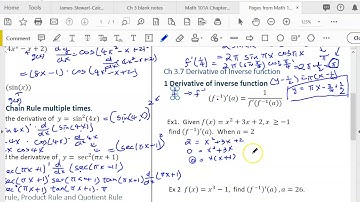 Openstax Calculus Ch 3.7 part 1 Derivative of Inverse function