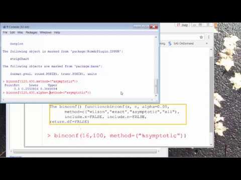 R Commander - Confidence Interval for Proportion (Wald's) - YouTube