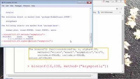 R Commander - Confidence Interval for Proportion (Wald