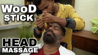 ASMR Wood Stick Head massage and Back Massage to Relief deep muscle pain by IndianBarber BHIM