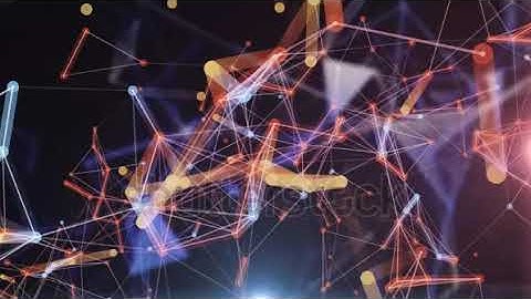 stock footage plexus of abstract multicolored geometrical lines with moving triangles and dots on a