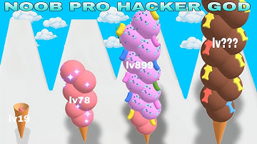 NOOB VS PRO VS HACKER VS GOD of Ice Cream Rush (Biggest Update)