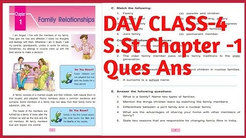 DAV Class-4 Family Relationships Ques Ans