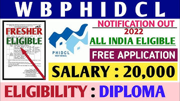 West Bengal Sub-Assistant Engineer Recruitment 2022|Wbphidcl Notification 2022|Fresher|Full Details