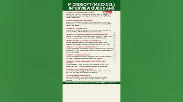 MS Excel Interview Questions and Answers | Microsoft Excel Interview Questions and Answers