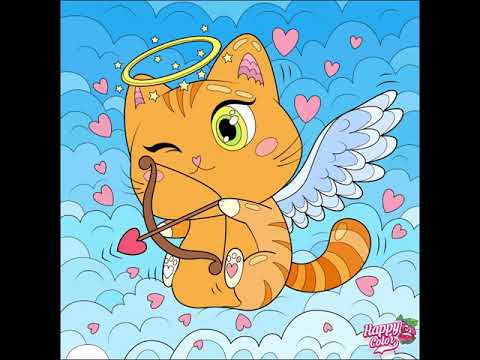 Kitty angel | animated colouring animation with lines - YouTube