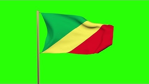 Republic Of The Congo Flag Waving In The Wind. Green Screen, Alpha Matte. Loopab Stock Animation