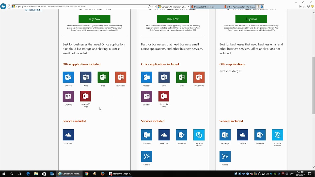microsoft office 365 business premium and terminal server