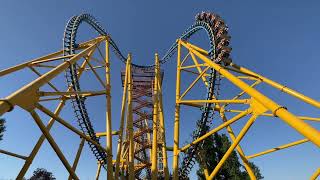 STUNT FALL - Giant Inverted Boomerang Off Ride - Parque Warner Madrid, Spain
