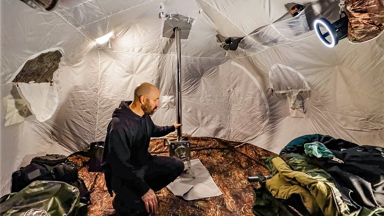 Hot Tent Camping. Tiny Wood Stove. Alone - YouTube