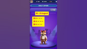 Hamster kombat daily cipher | Hamster Kombat daily cipher 20 - 21 August #hamsterkombat#today