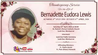 Thanksgiving Service for the Life of Bernadette Eudora Lewis April 25th, 2026