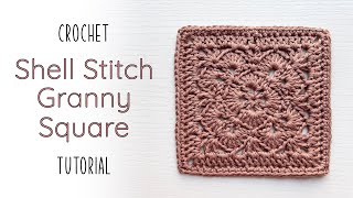 Shell Stitch Granny Square with Squared off Edges or Border Crochet Tutorial
