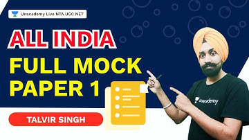 All India Full Mock Paper 1 | Talvir Singh | NTA UGC NET | Unacademy Live
