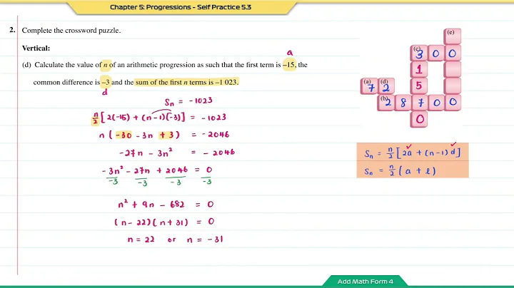 Add Math Form 4 - Chapter 5: Progressions - Self Practice 5.3 & 5.4