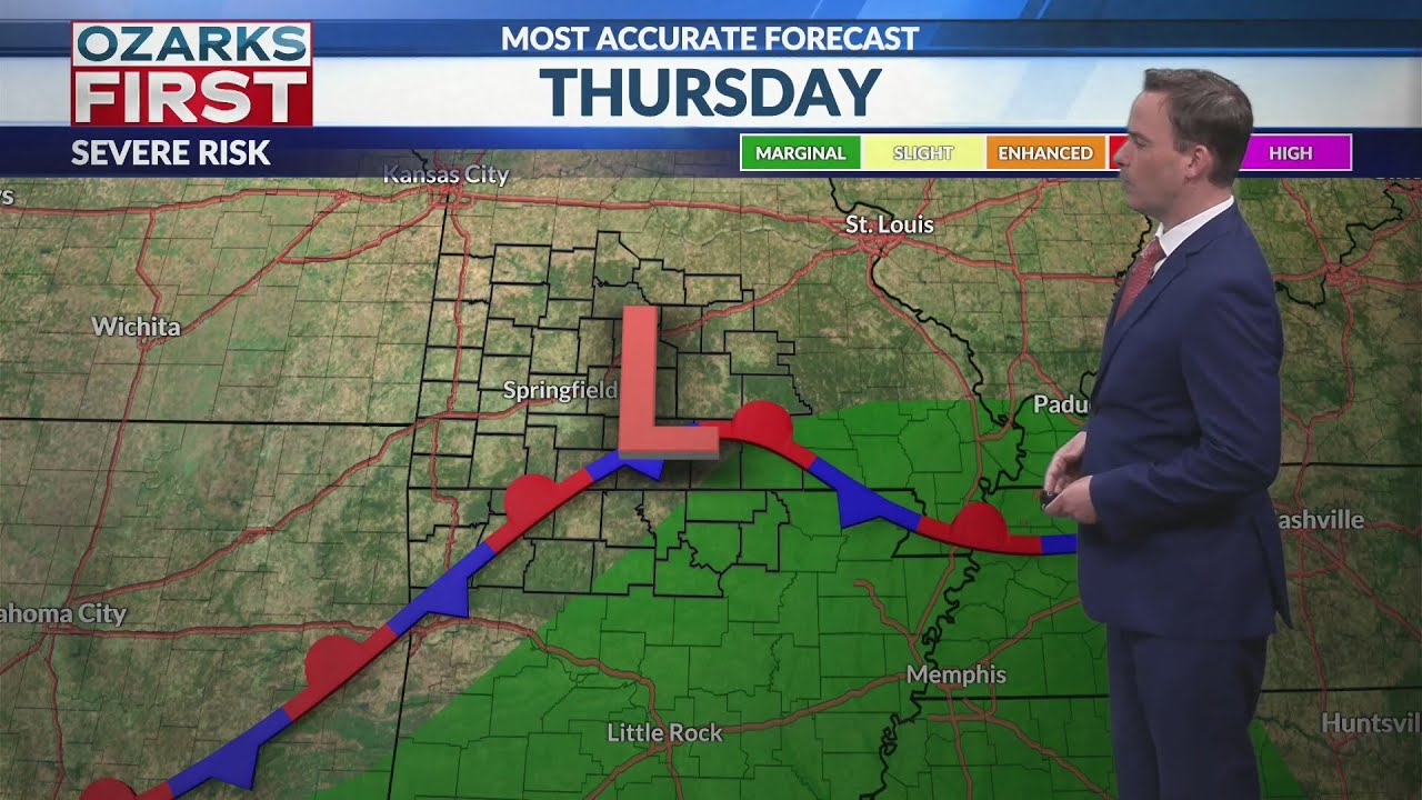 Severe storm risk for some in the Ozarks Thursday - YouTube