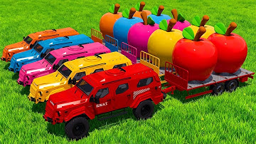 LOAD AND TRANSPORT GIANT APPLES WITH S.W.A.T. CARS - Farming Simulator 25 🚜🍎