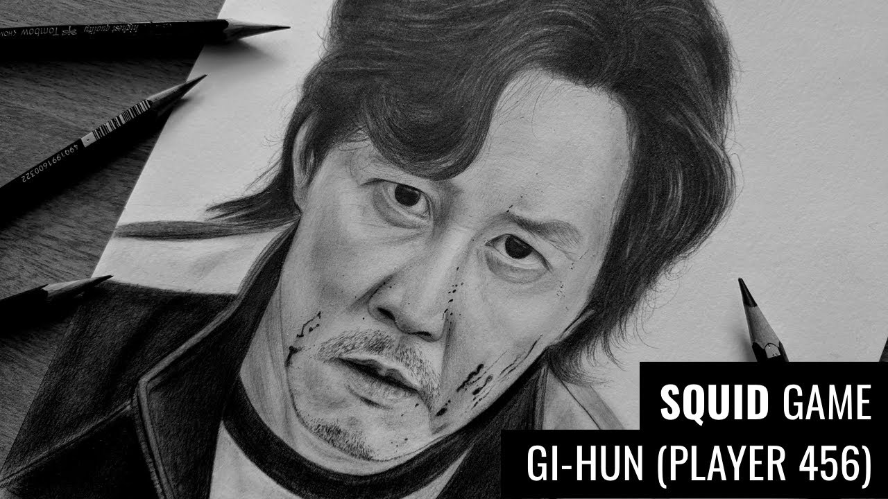Squid Game Drawing - Gi-Hun (Player 456) • Time Lapse 