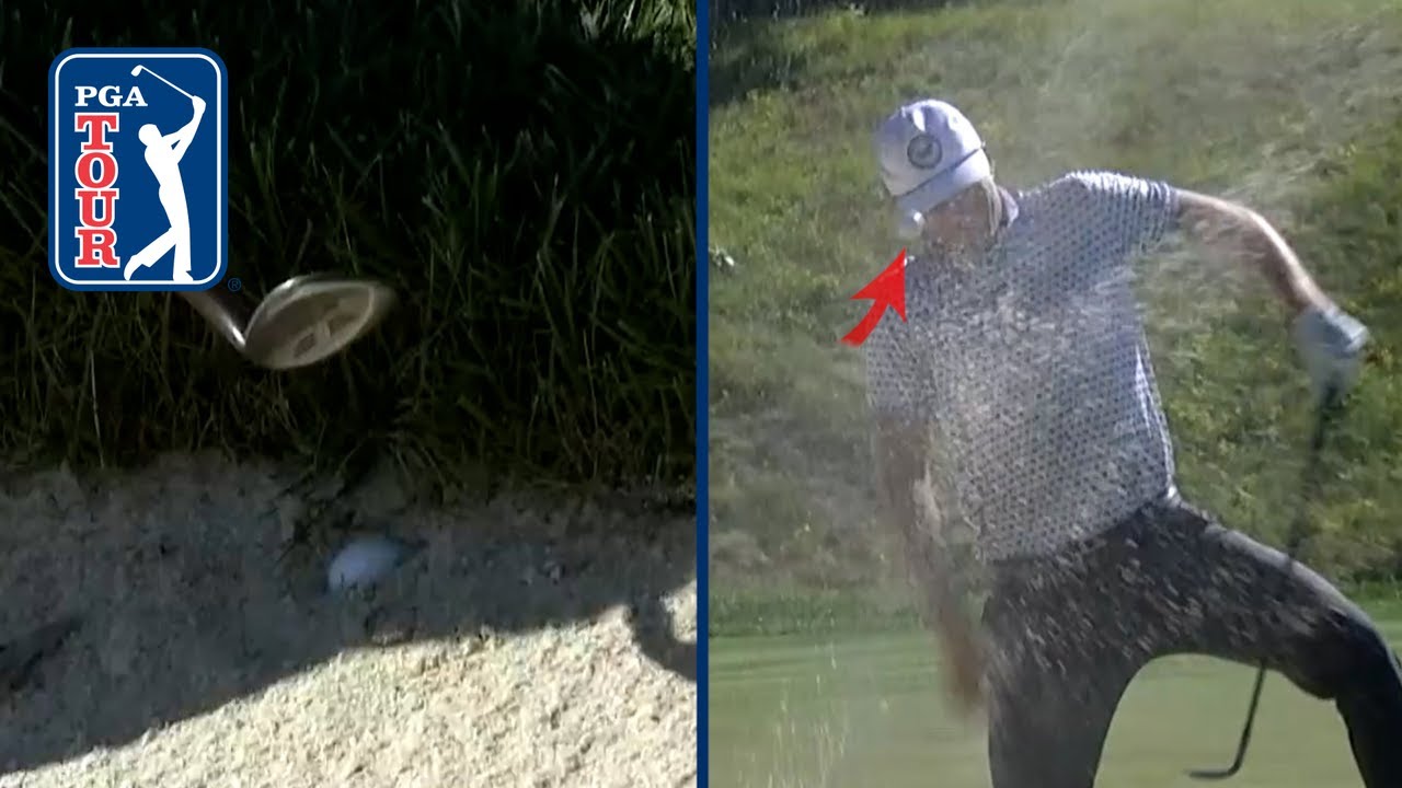 Morgan Hoffmann's BIZARRE bunker shot hits his hat