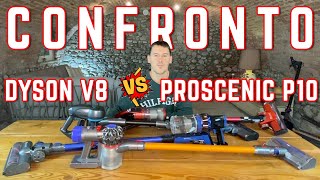 CONFRONTO DYSON V8 vs PROSCENIC P10 aspirapolvere senza fili a batteria -  YouTube