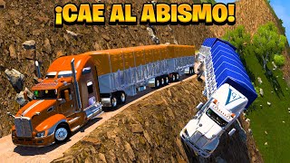 ¡CAMIÓN CAE CON DOBLE REMOLQUE AL ABISMO! | American Truck Simulator